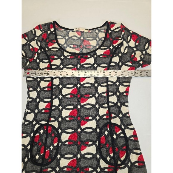 Arveh Women's XL Short Sleeve Knit Dress Red Gray White Circle Pattern - Picture 6 of 7